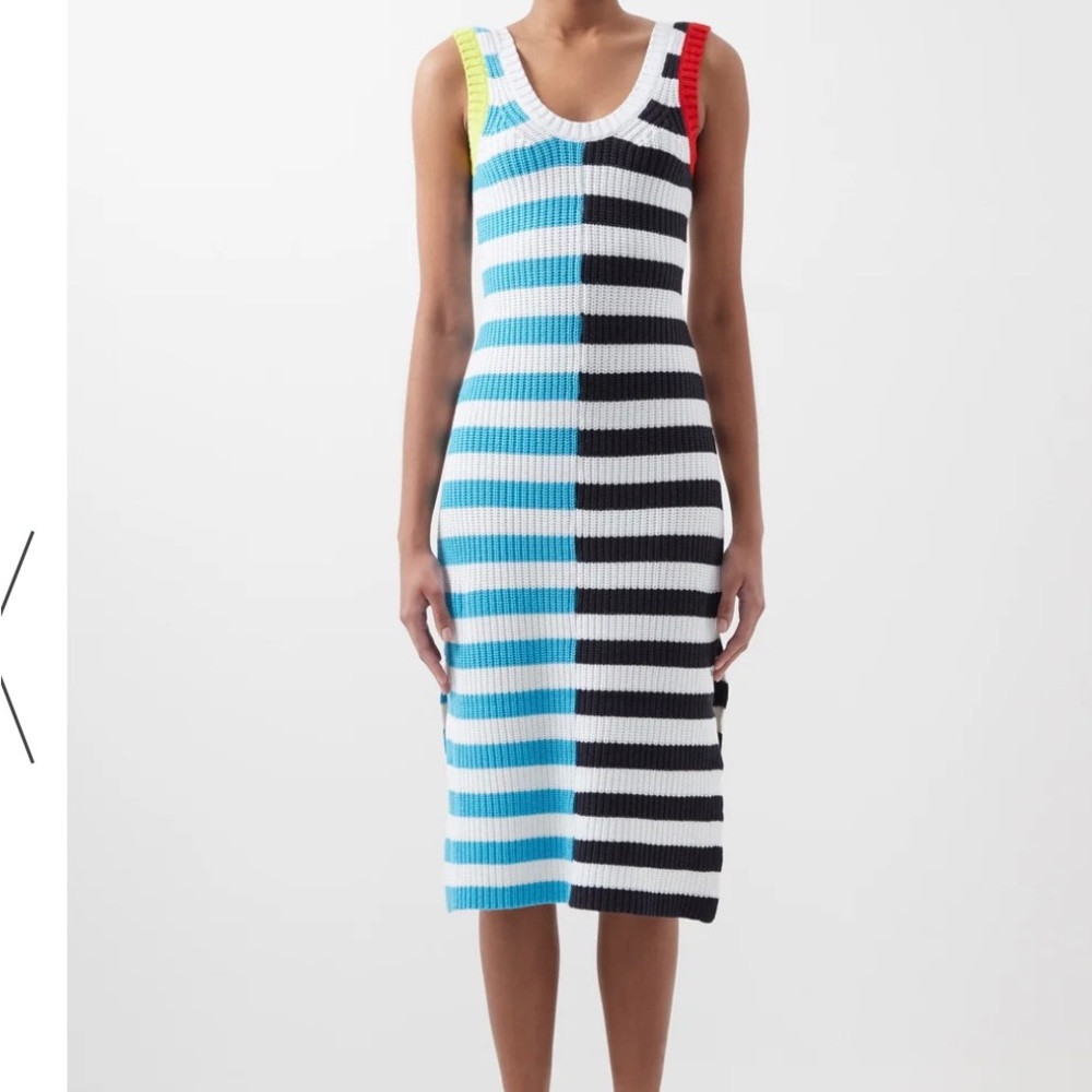 NWT Staud Seashore striped knitted cotton-blend dress